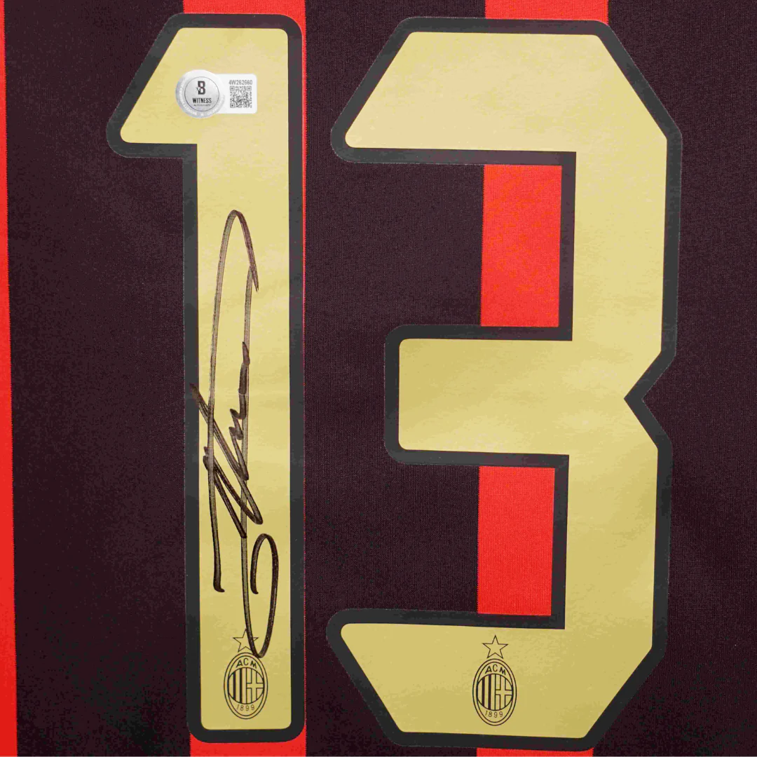Framed Alessandro Nesta Signed AC Milan Home Soccer Jersey #13 with Beckett Witness - Image 2