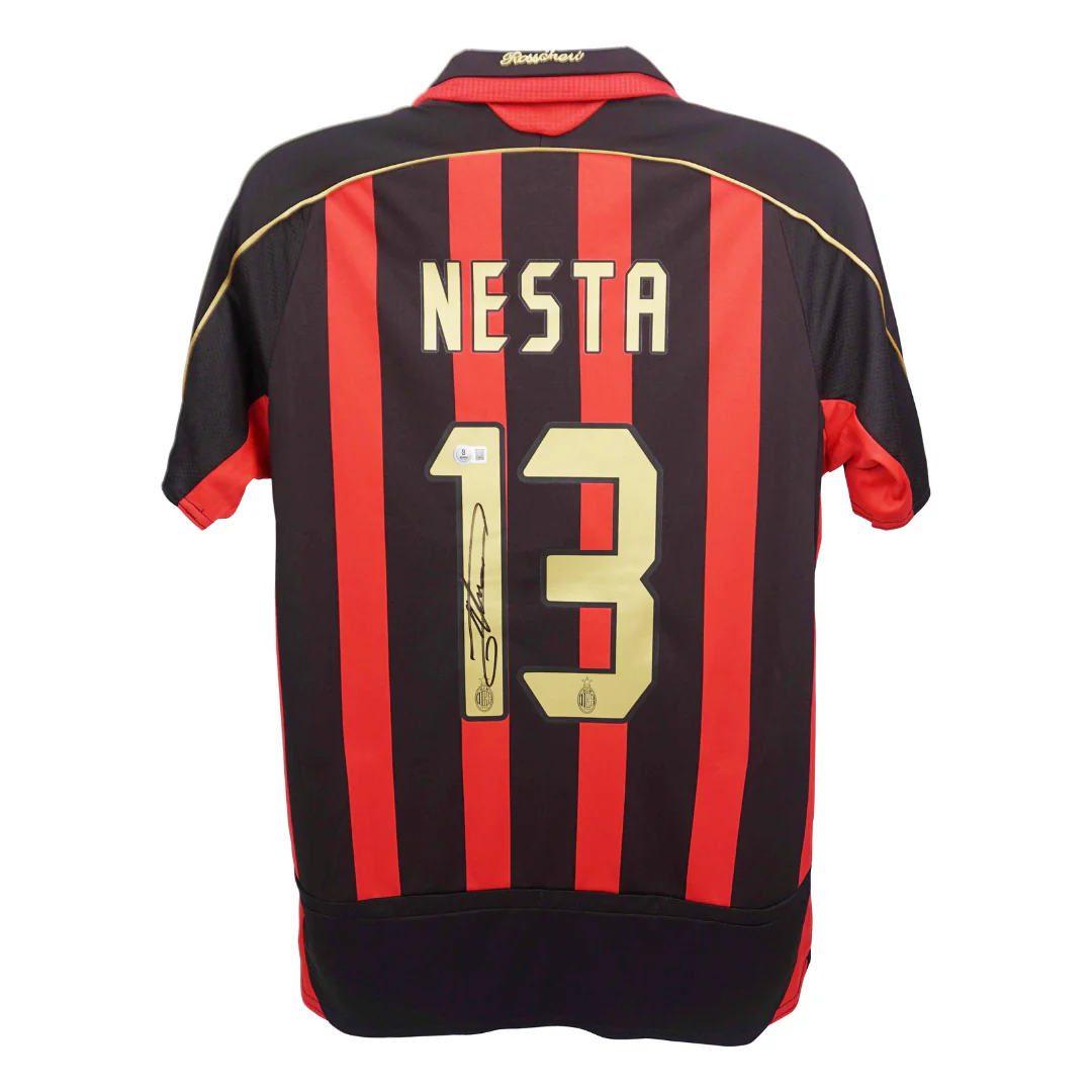 Framed Alessandro Nesta Signed AC Milan Home Soccer Jersey #13 with Beckett Witness - Image 3