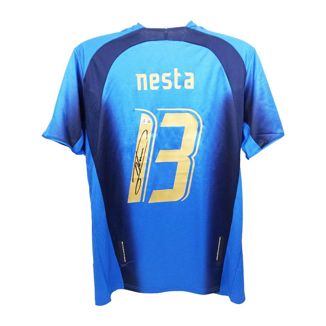 Framed Alessandro Nesta Signed Italy FC Soccer Jersey #13 with Beckett Witness - Image 3