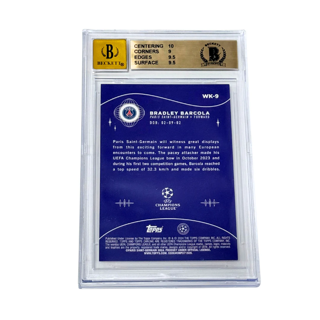 Bradley Barcola Signed 2023 Topps Chrome UCC Wonderkids Yellow – BGS 9.5 AUTO 10 - Image 2