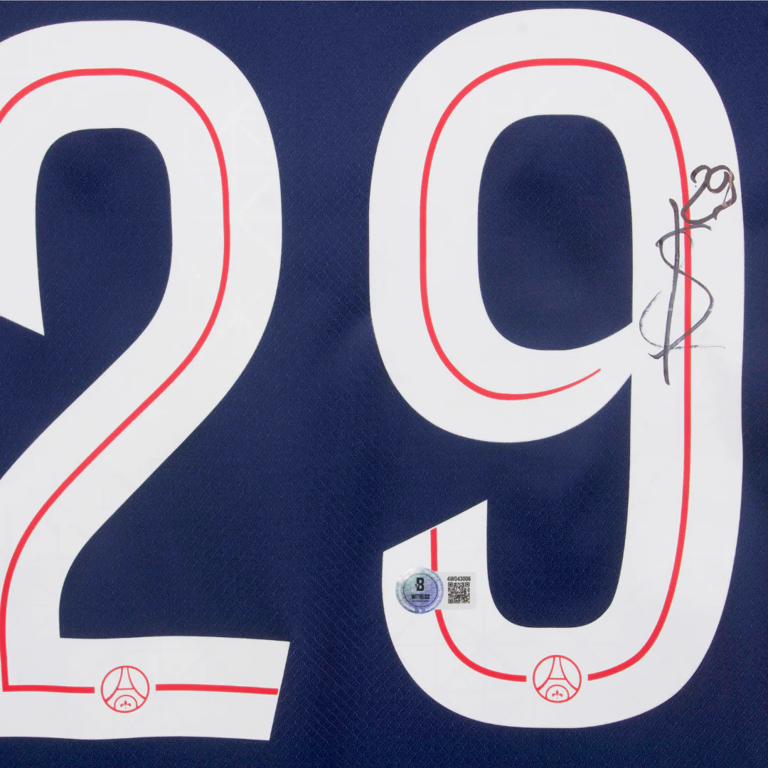 Framed Bradley Barcola Signed PSG Home Soccer Jersey #29 with Beckett Witness - Image 2