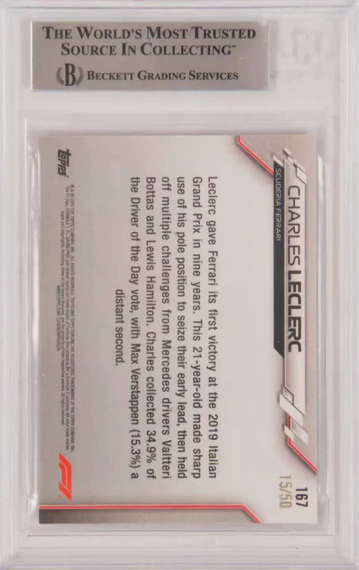 Charles Leclerc Signed 2020 Topps Chrome F1 Gold Wave /50 – BGS Authentic - Image 2