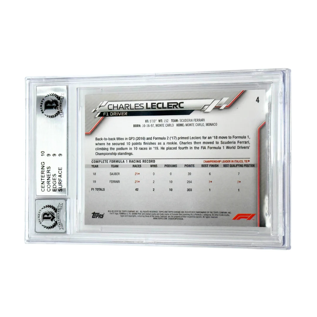 Charles Leclerc Signed 2020 Topps Chrome Formula 1 #4 – BGS 9 AUTO 10 - Image 2