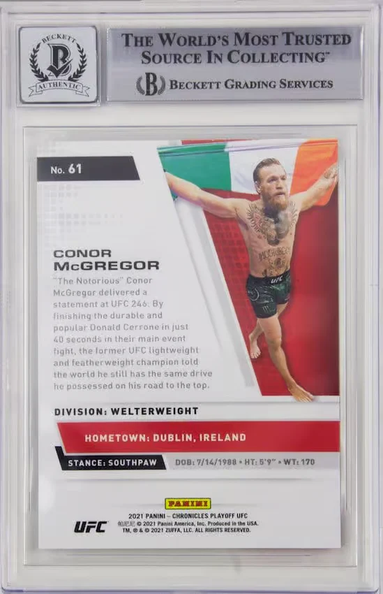 Conor McGregor Signed 2021 Panini Playoff UFC #61 – BGS 10 Autograph - Image 2