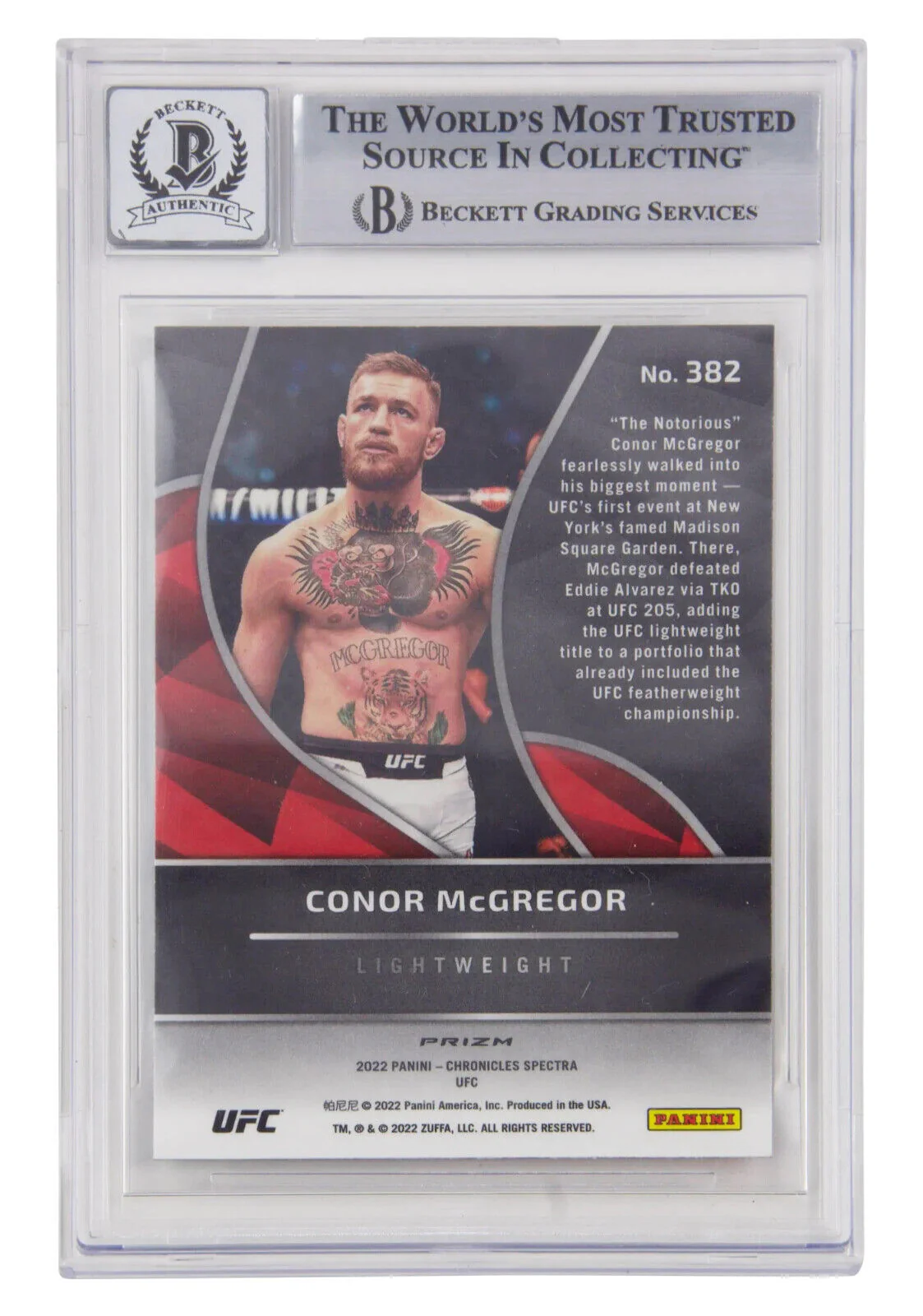 Conor McGregor Signed 2022 Panini Chronicles Spectra UFC – BGS 10 Autograph - Image 2