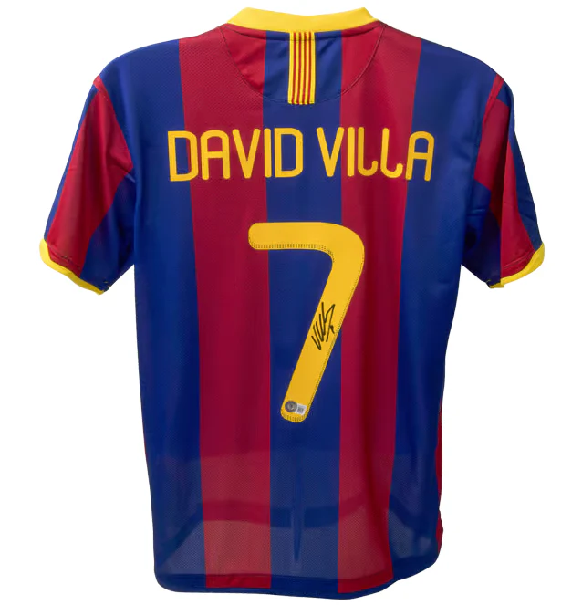 David Villa Signed FC Barcelona Home Soccer Jersey #7 with Beckett COA - Image 3