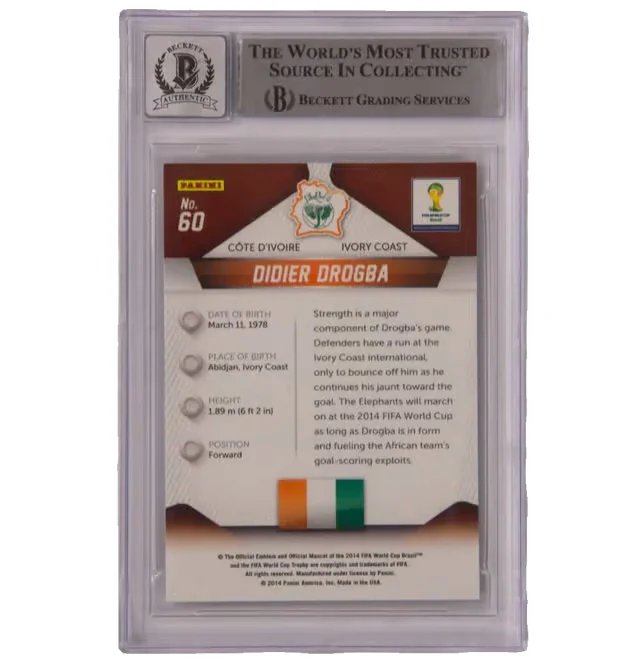 Didier Drogba Signed 2014 Panini Prizm World Cup #60 – PSA 10 Autograph - Image 2