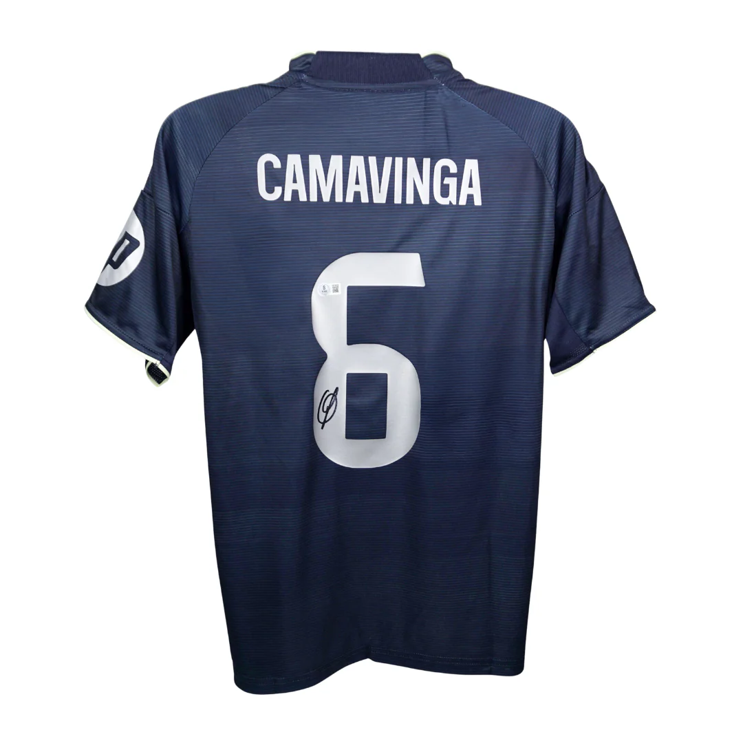 Framed Eduardo Camavinga Signed Real Madrid Away Soccer Jersey #6 with Beckett Witness - Image 3