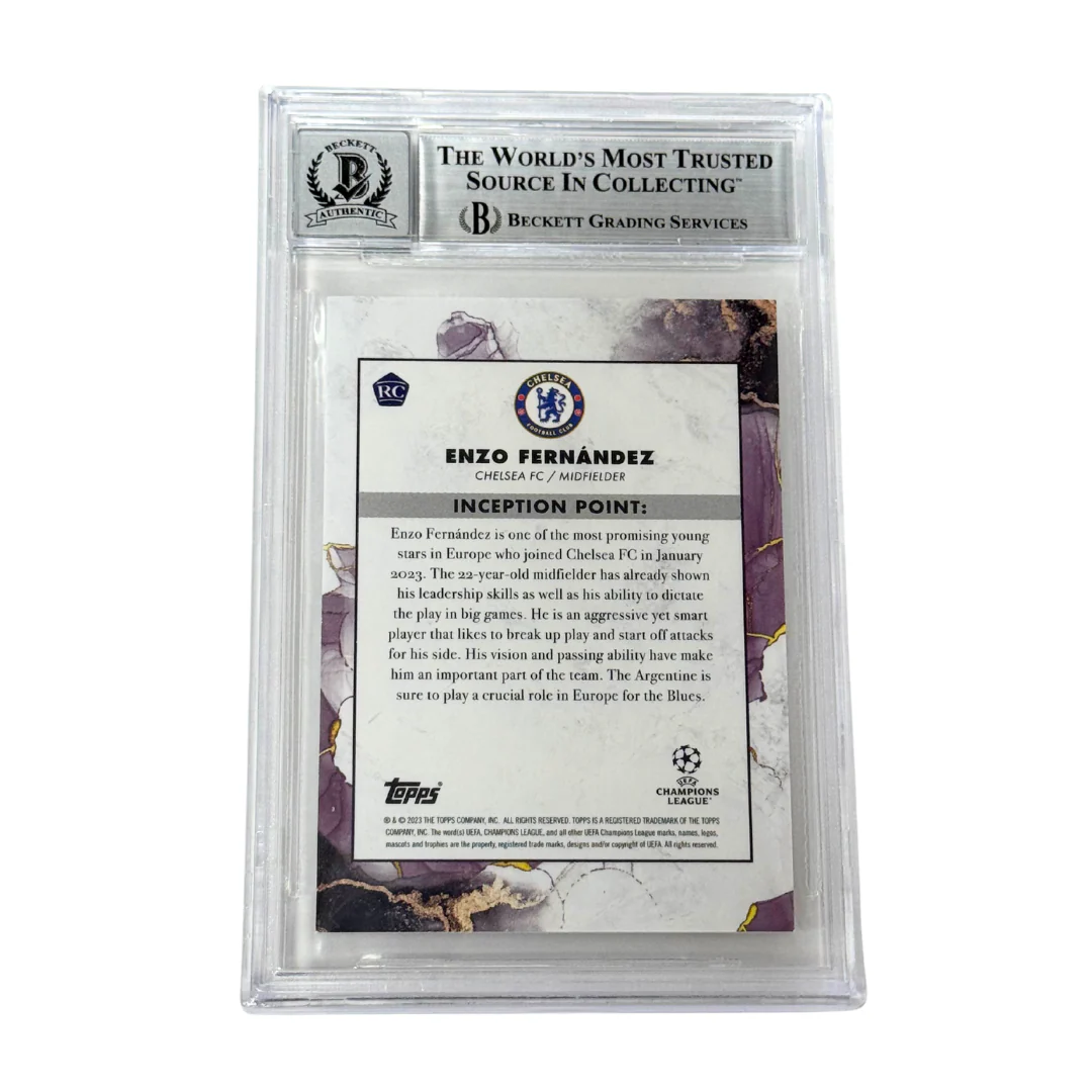Enzo Fernandez Signed 2022-23 Topps Inception UCC Rainbow #117 - Beckett Witness - Image 2