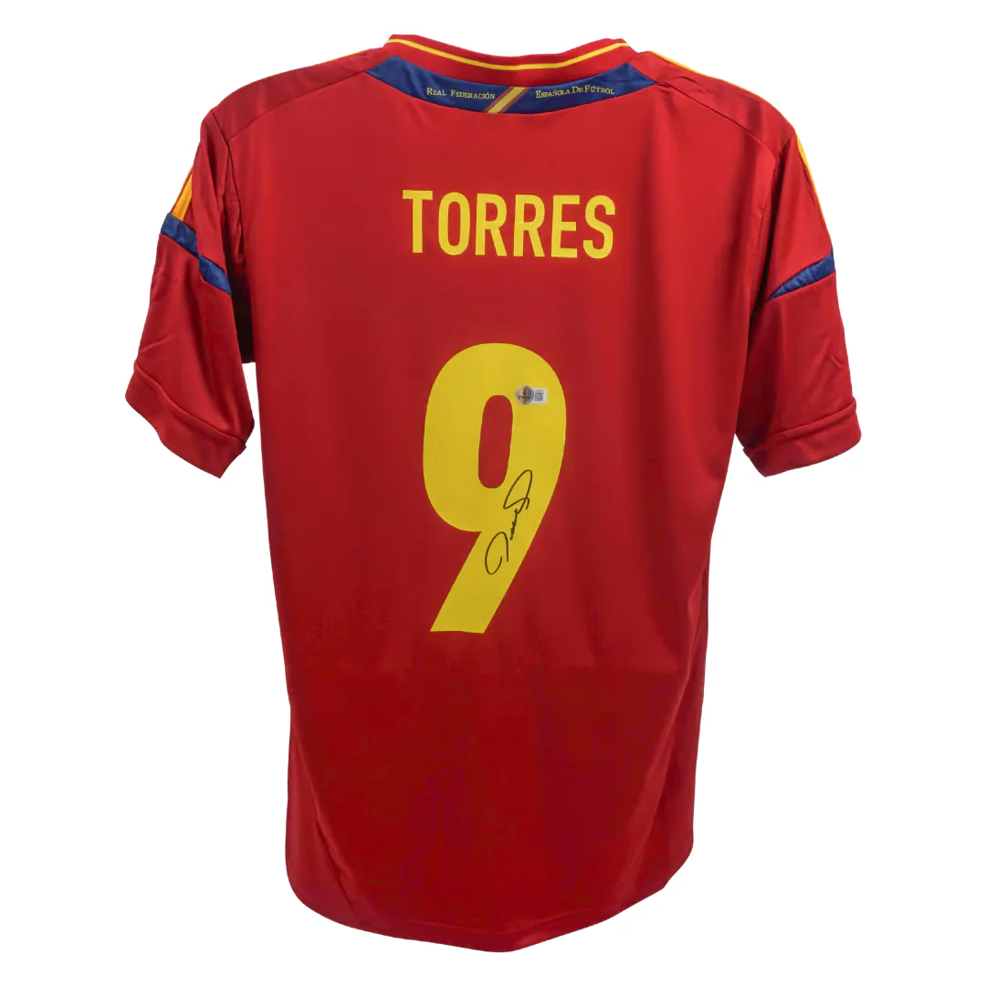 Fernando Torres Signed Spain FC Home Soccer Jersey #9 with Beckett COA - Image 3