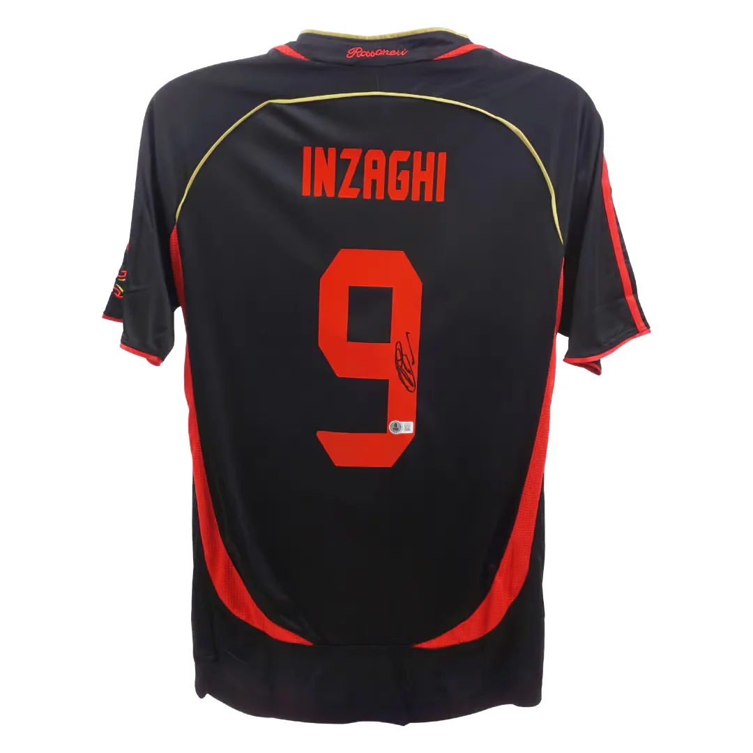 Filippo Inzaghi Signed AC Milan Away Soccer Jersey #9 with Beckett Witness - Image 3