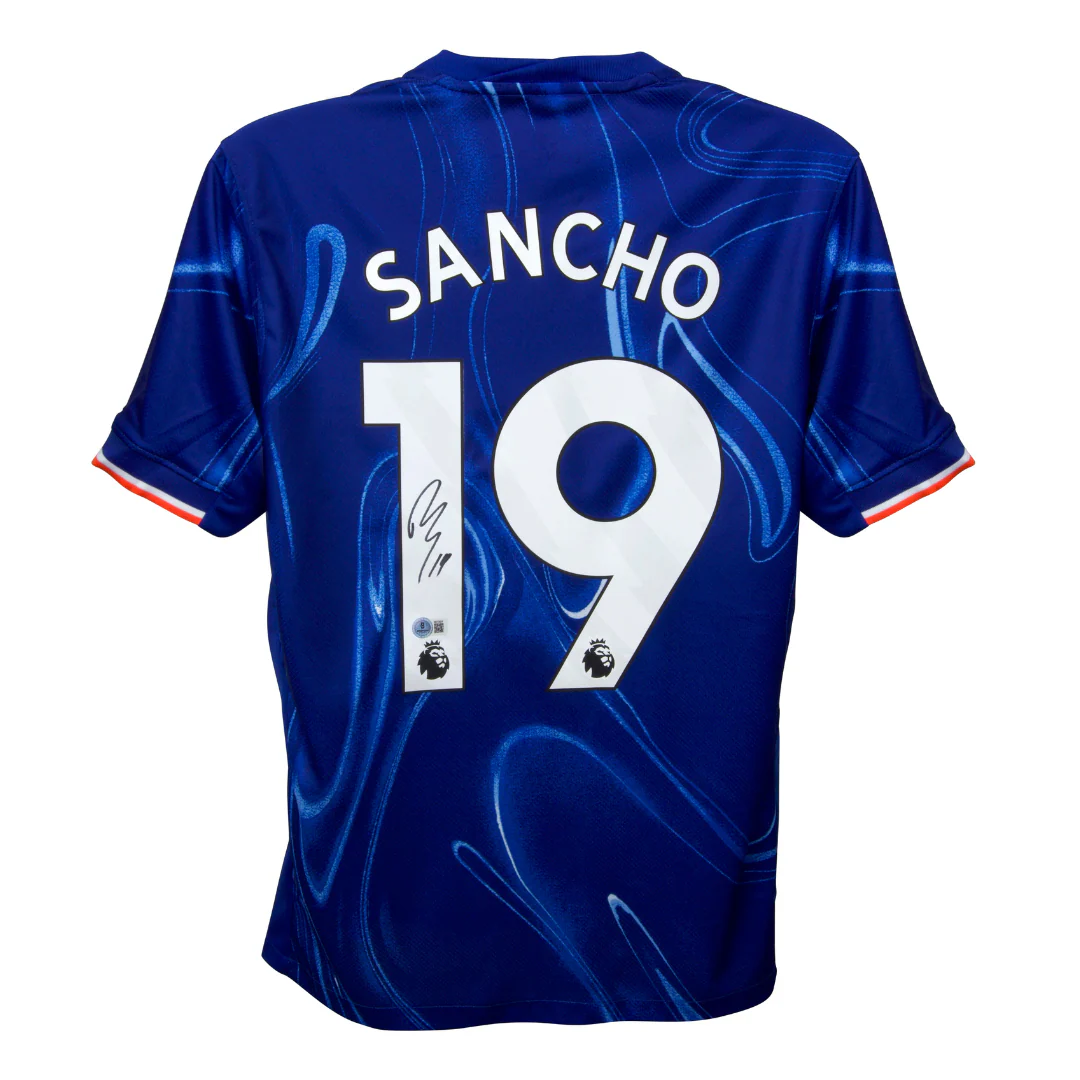 Jadon Sancho Signed Chelsea FC Home Soccer Jersey #19 with Beckett COA - Image 3