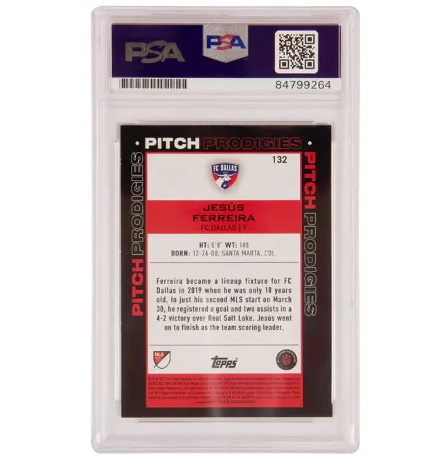 Jesus Ferreira Signed 2021 Topps MLS FC Dallas #132 – PSA Authentic - Image 2