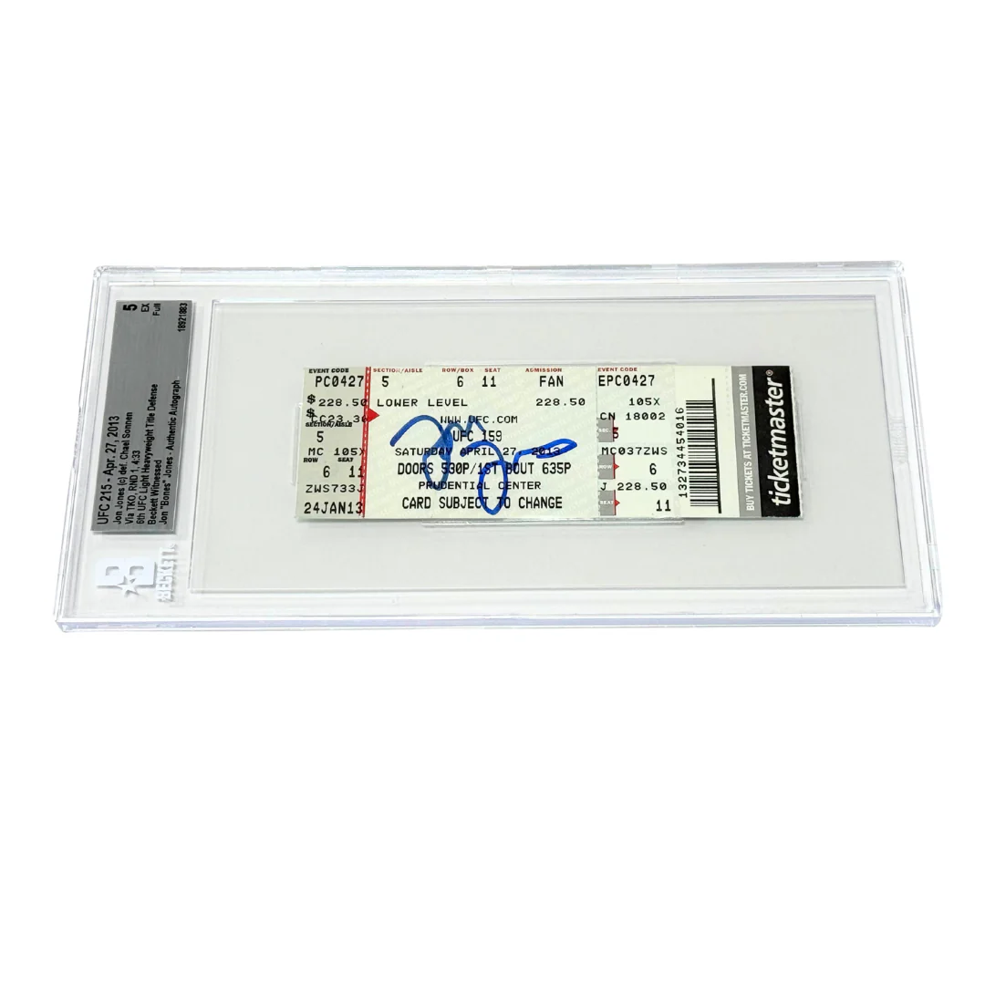 Jon Jones Signed 2013 UFC 215 6th Title Defense vs Sonnen Ticket - BGS 5