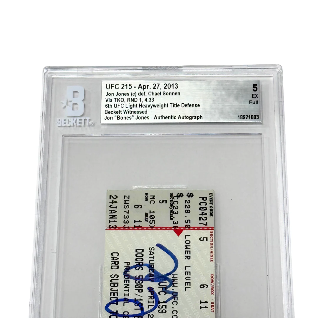 Jon Jones Signed 2013 UFC 215 6th Title Defense vs Sonnen Ticket - BGS 5 - Image 3