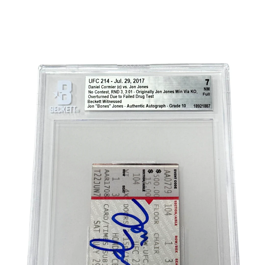 Jon Jones Signed 2017 UFC 214 Overturned Win vs Daniel Cormier Ticket - BGS 7 - Image 3