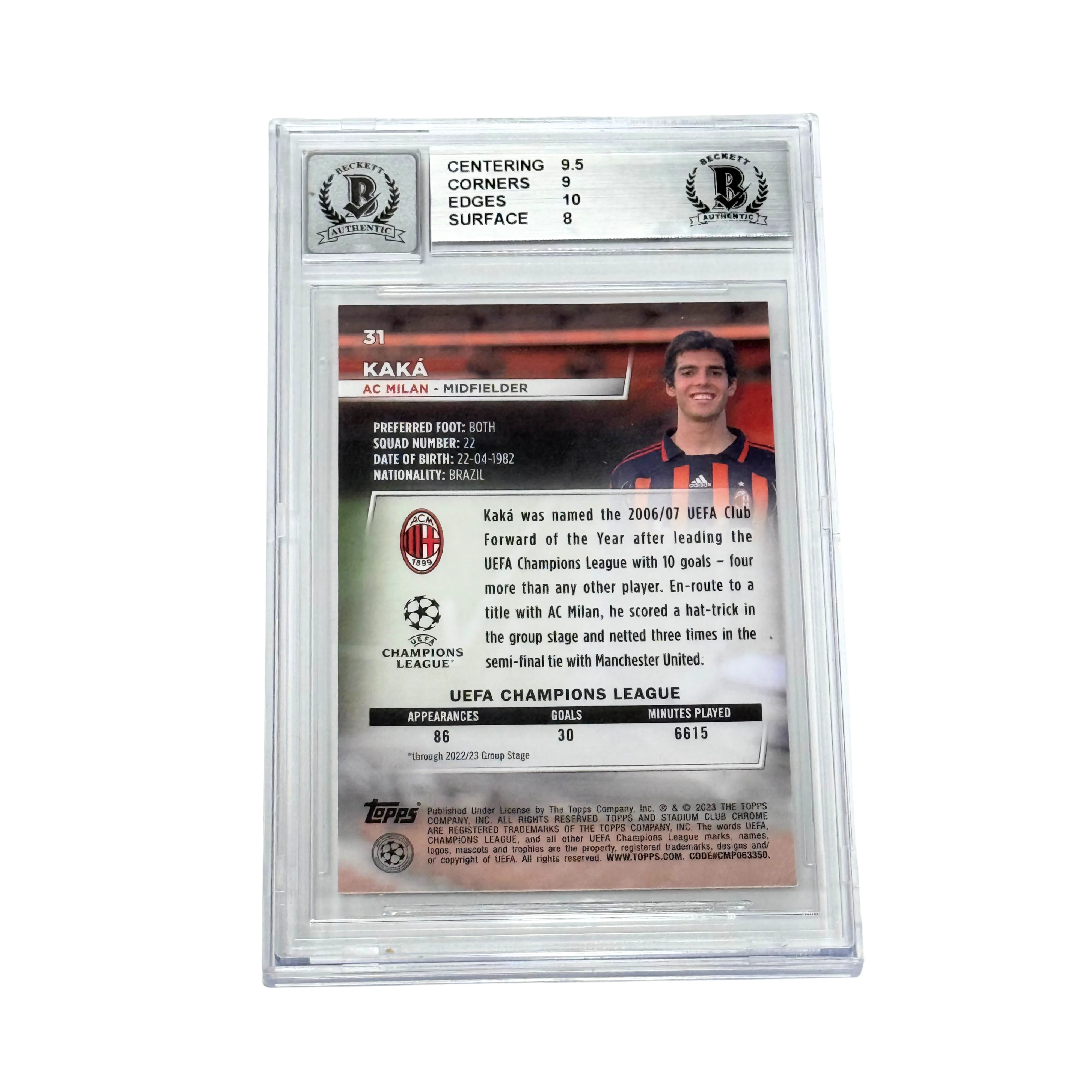Kaka Signed 2022-23 Topps Stadium Club Chrome "I BELONG TO JESUS" #31 – BGS 9 - Image 2