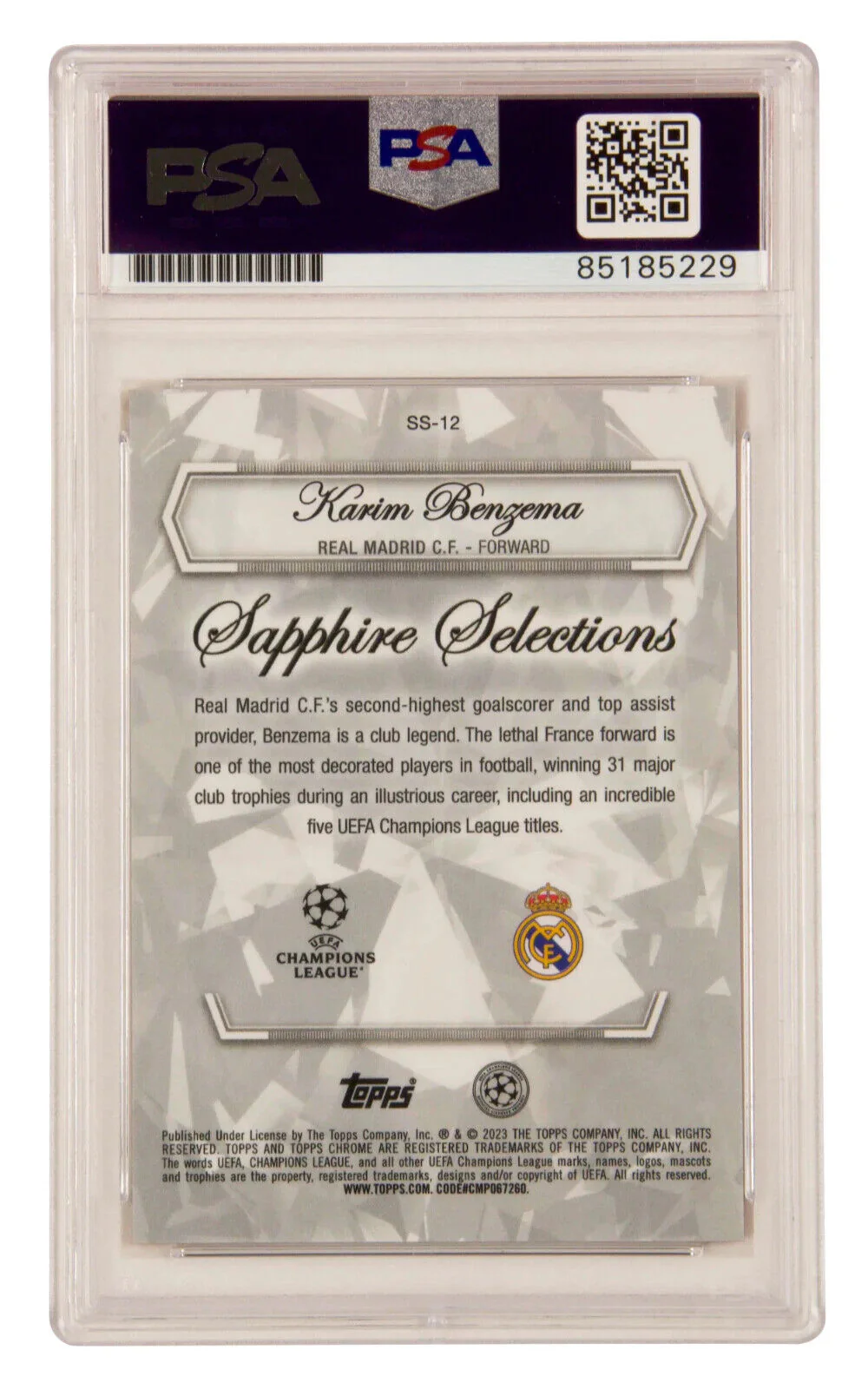 Karim Benzema Signed 2023 Topps Chrome Sapphire Orange /25 – PSA 10 Autograph - Image 2