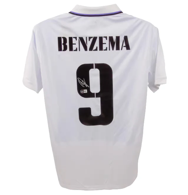 Framed Karim Benzema Signed Real Madrid FC Home Soccer Jersey #9 with Beckett COA - Image 3