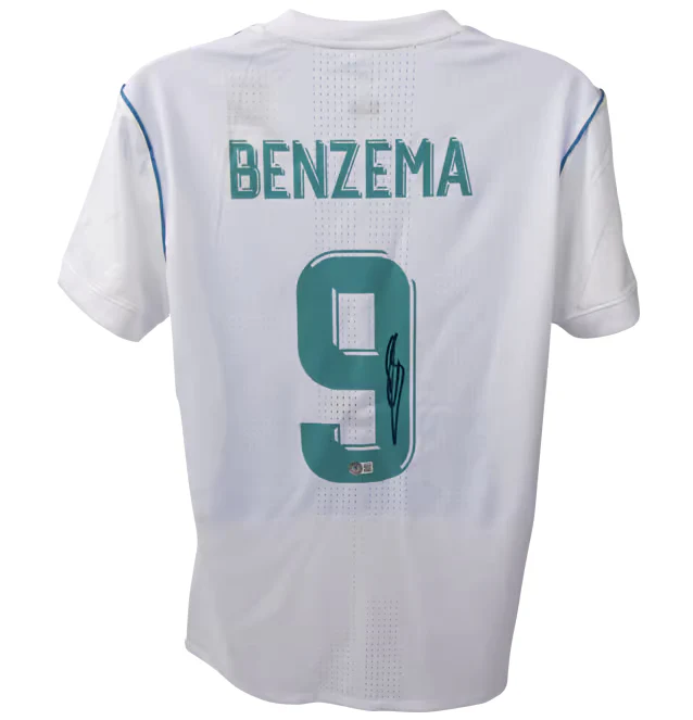 Framed Karim Benzema Signed Real Madrid FC Home Soccer Jersey #9 with Beckett COA - Image 3