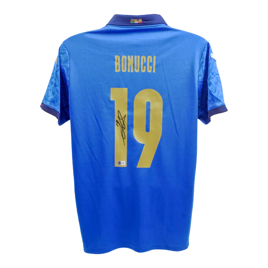 Leonardo Bonucci Signed Italy FC Home Soccer Jersey #19 with Beckett Witness - Image 3