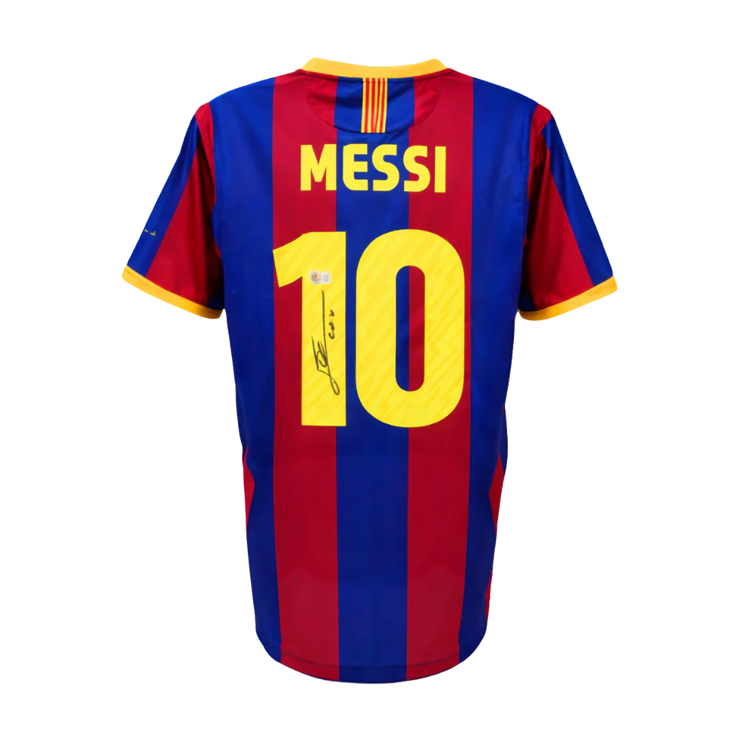 Framed Lionel Messi Signed FC Barcelona Home Soccer Jersey #10 with Beckett Witness - Image 3
