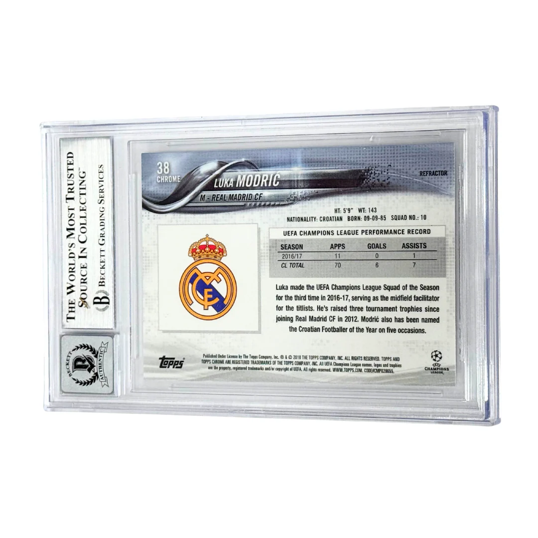 Luka Modric Signed 2017-18 Topps Chrome UCL Refractors #38 – BGS 10 - Image 2