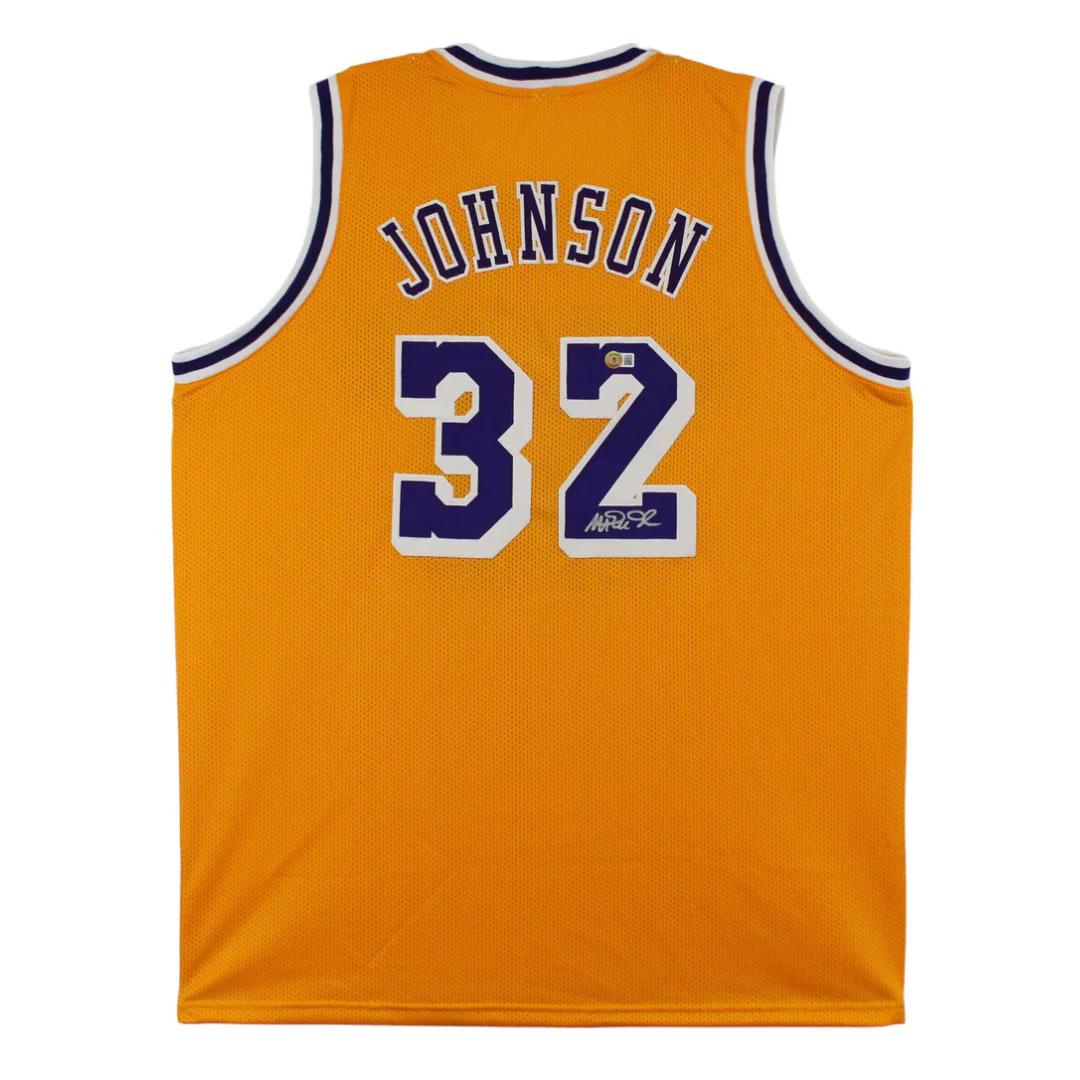 Magic Johnson Signed Los Angeles Lakers Basketball Jersey with Beckett Witness - Image 3