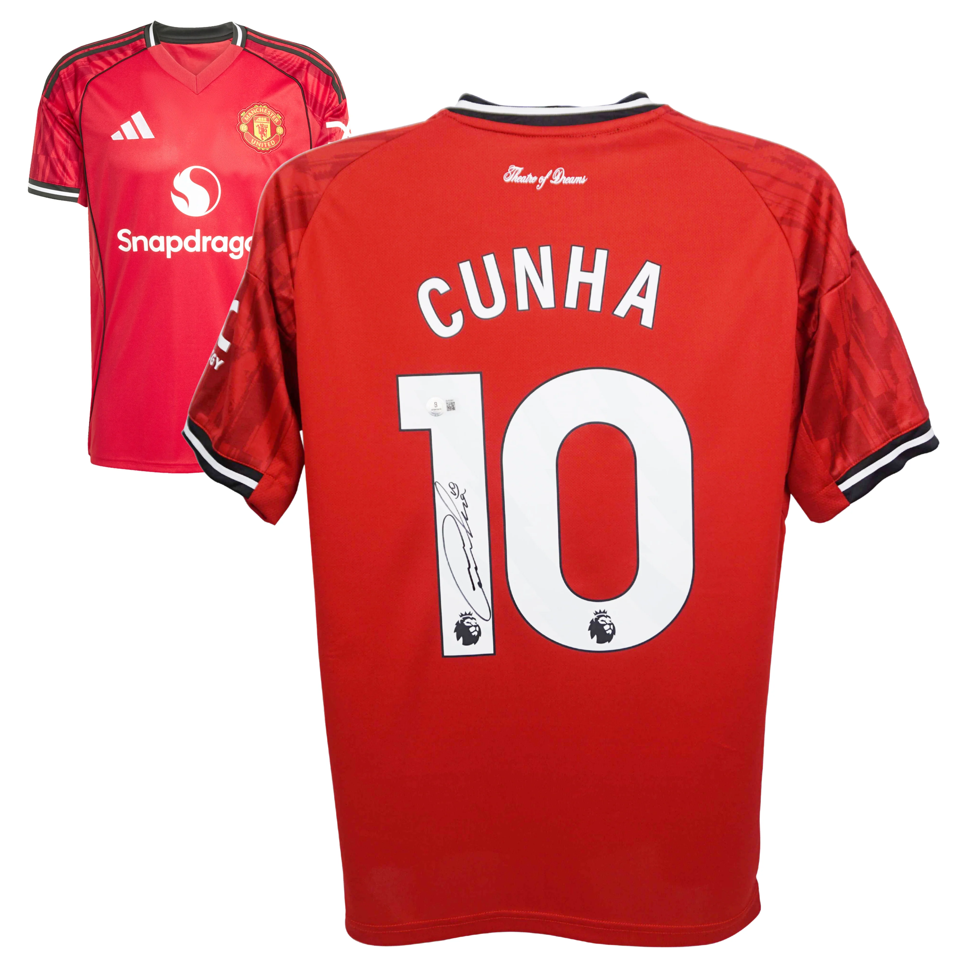 Matheus Cunha Signed Manchester United Home Soccer Jersey #10 with Beckett COA