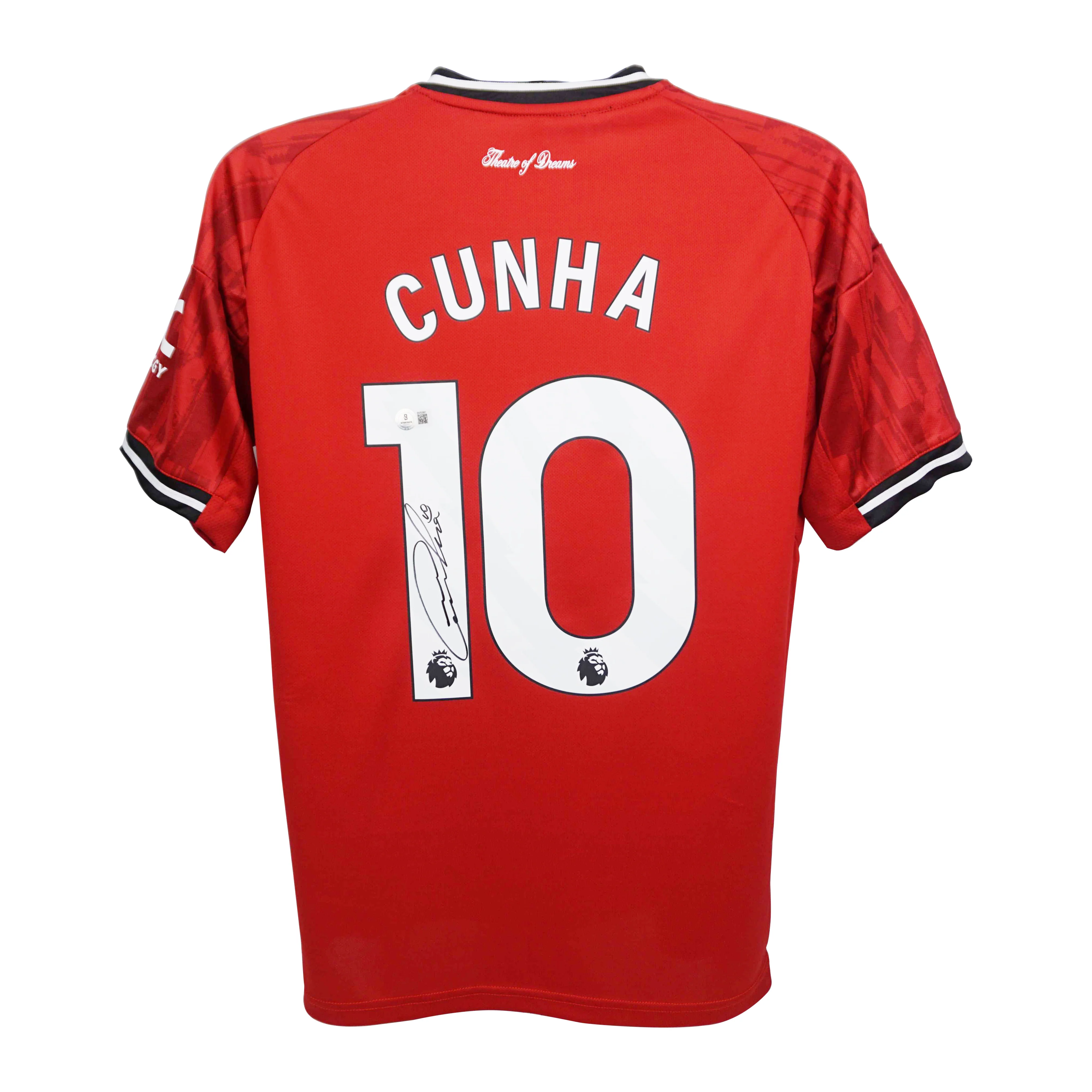 Matheus Cunha Signed Manchester United Home Soccer Jersey #10 with Beckett COA - Image 3