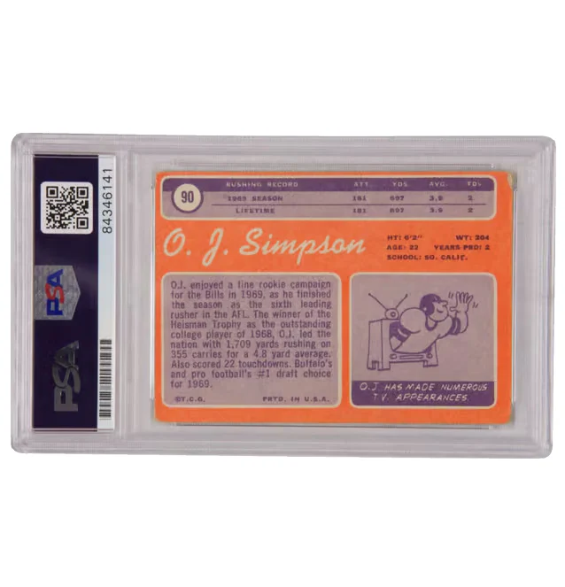 OJ Simpson Signed 1970 Topps Inscribed “#1 Pick HOF 85” – PSA Authentic - Image 2