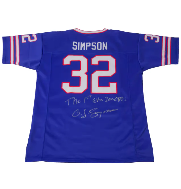 OJ Simpson Signed Buffalo Bills Football Jersey Inscribed 1st Ever 2000 with JSA
