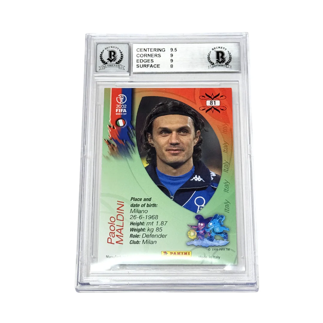 Paolo Maldini Signed 2002 Panini World Cup Opening Series – BGS 8.5 Autograph 10 - Image 2