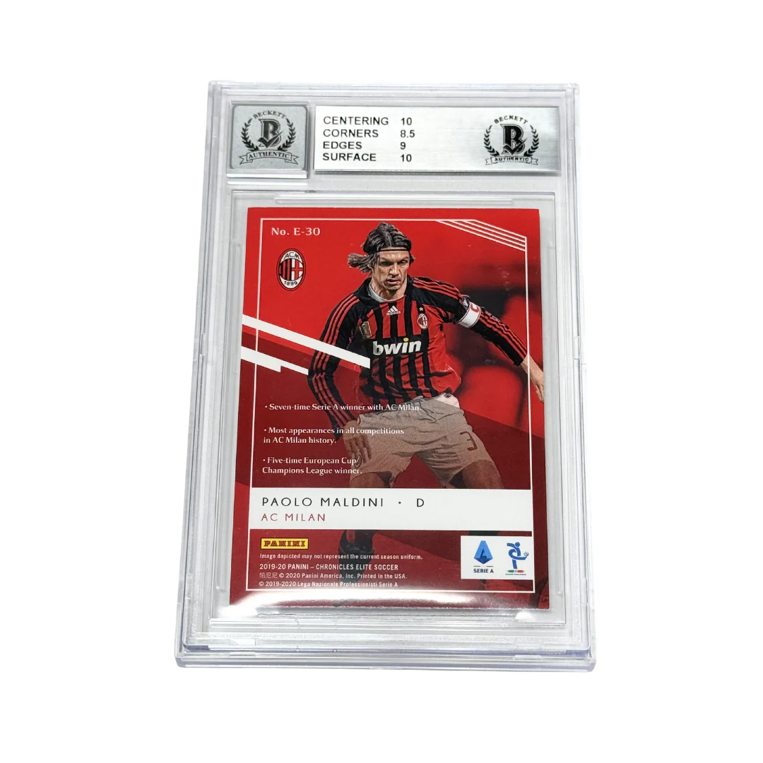 Paolo Maldini Signed 2019-20 Panini Elite #30 – BGS 9 Autograph 10 - Image 2