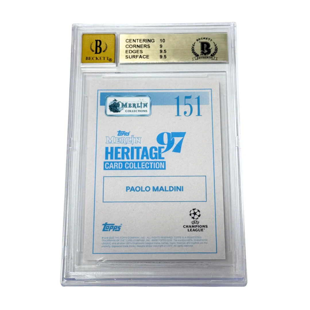 Paolo Maldini Signed 2021-22 Topps Merlin Heritage 97 UCL – BGS 9.5 AUTO 10 - Image 2
