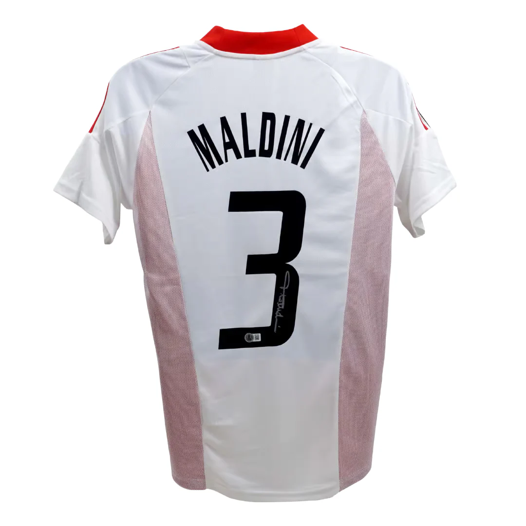 Framed Paolo Maldini Signed AC Milan Away Soccer Jersey #3 with Beckett Witness - Image 3
