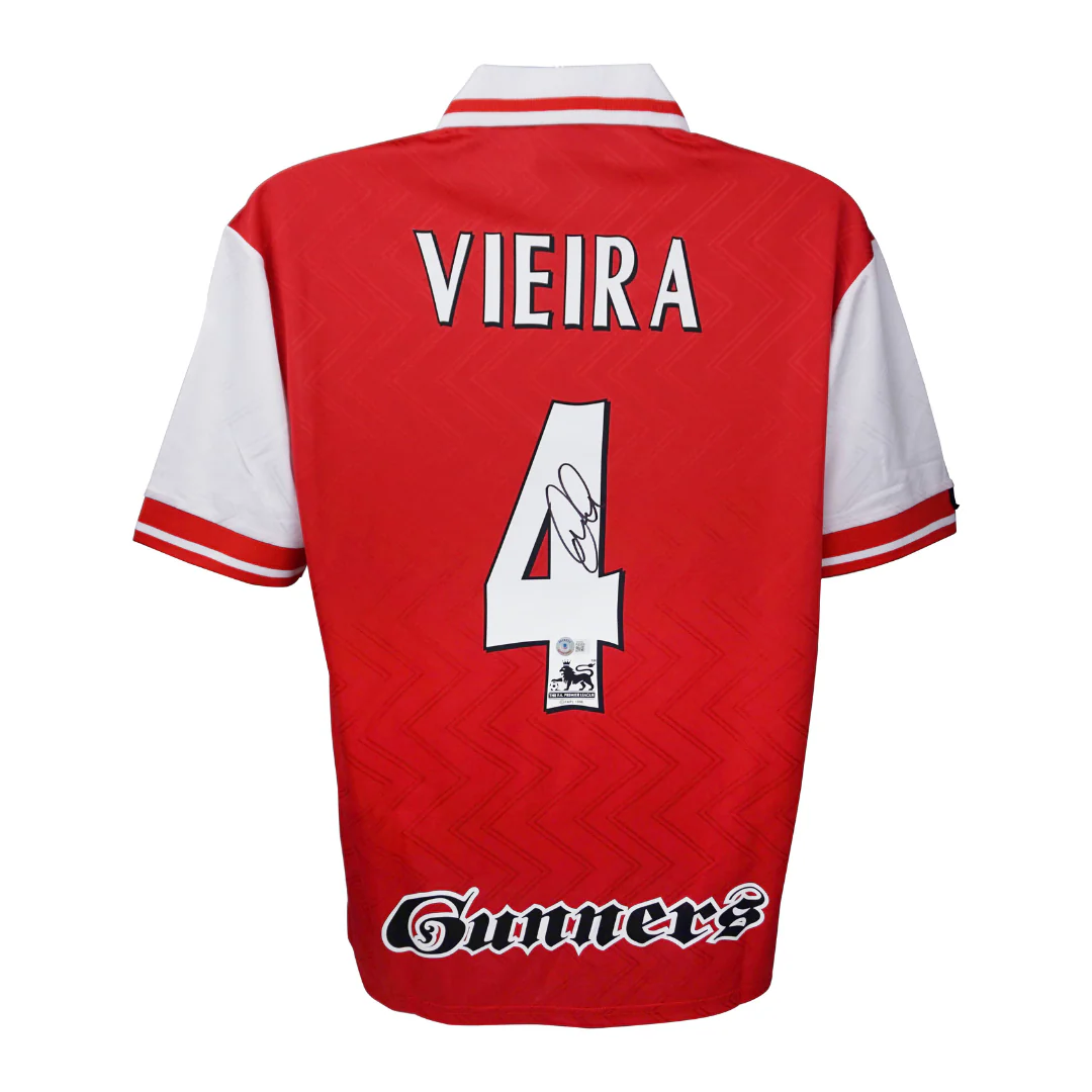 Framed Patrick Vieira Signed Arsenal Home Soccer Jersey #4 with Beckett COA - Image 3