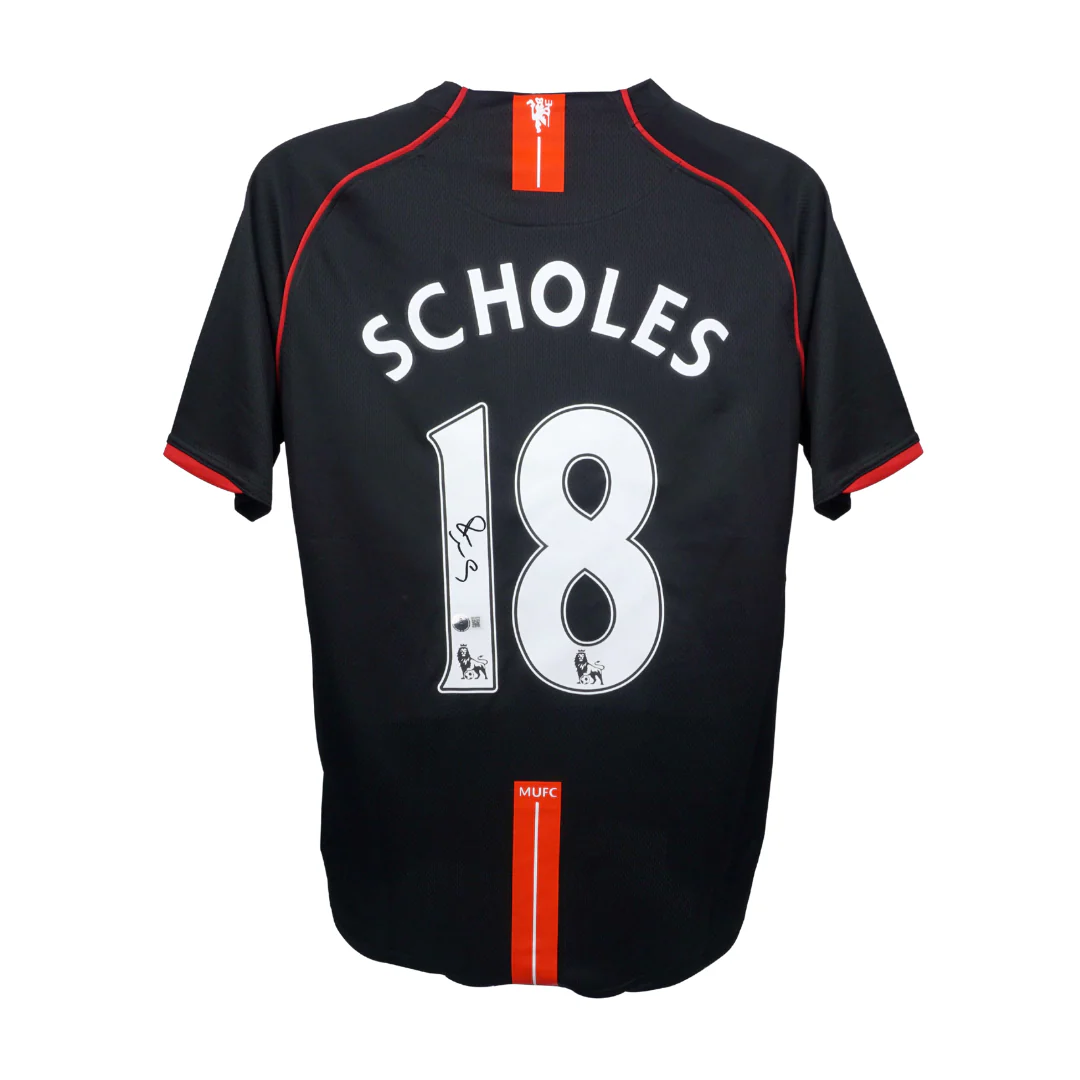 Framed Paul Scholes Signed Manchester United Soccer Jersey #18 with Beckett Witness - Image 2