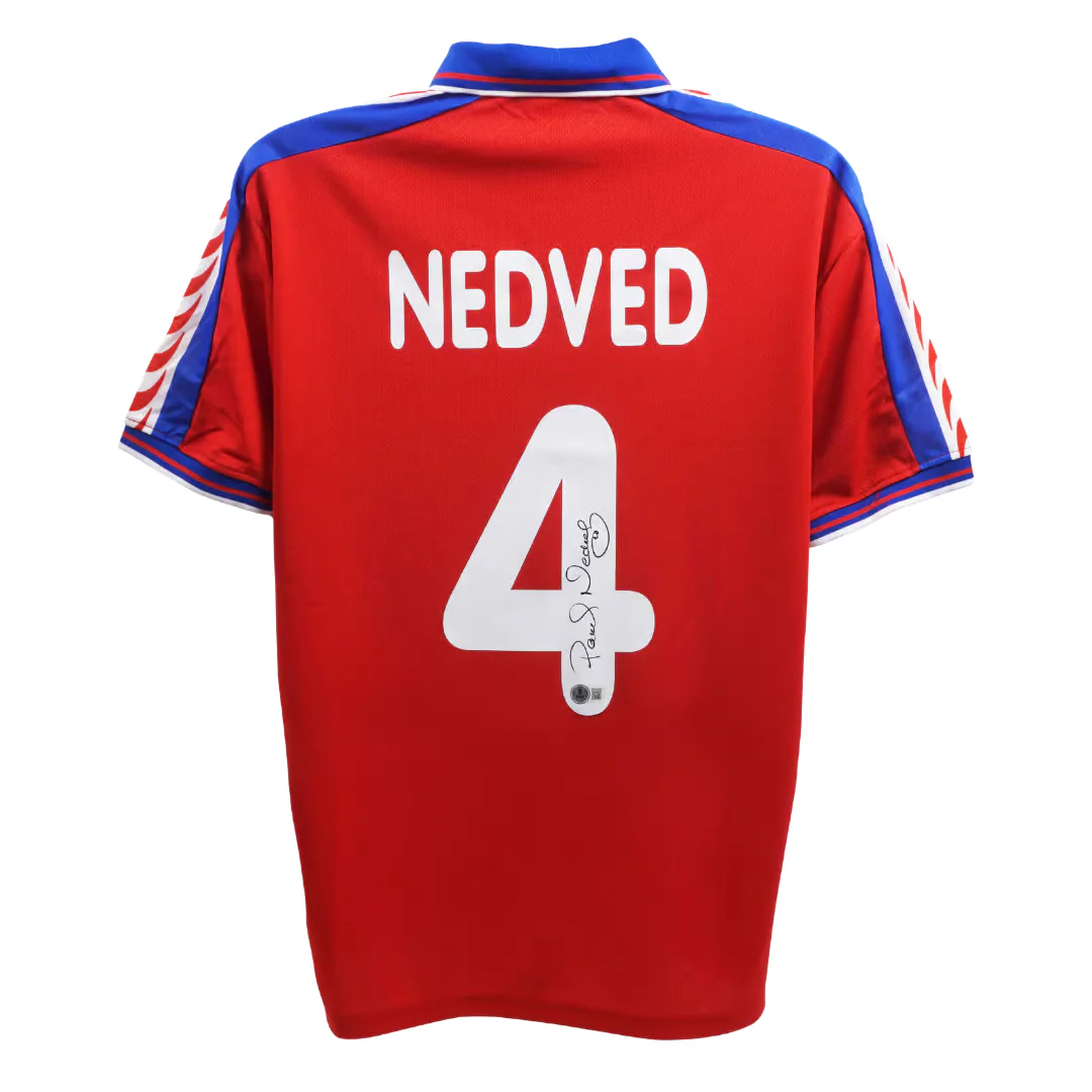 Pavel Nedved Signed Czech Republic Soccer Jersey #4 with Beckett Witness - Image 3