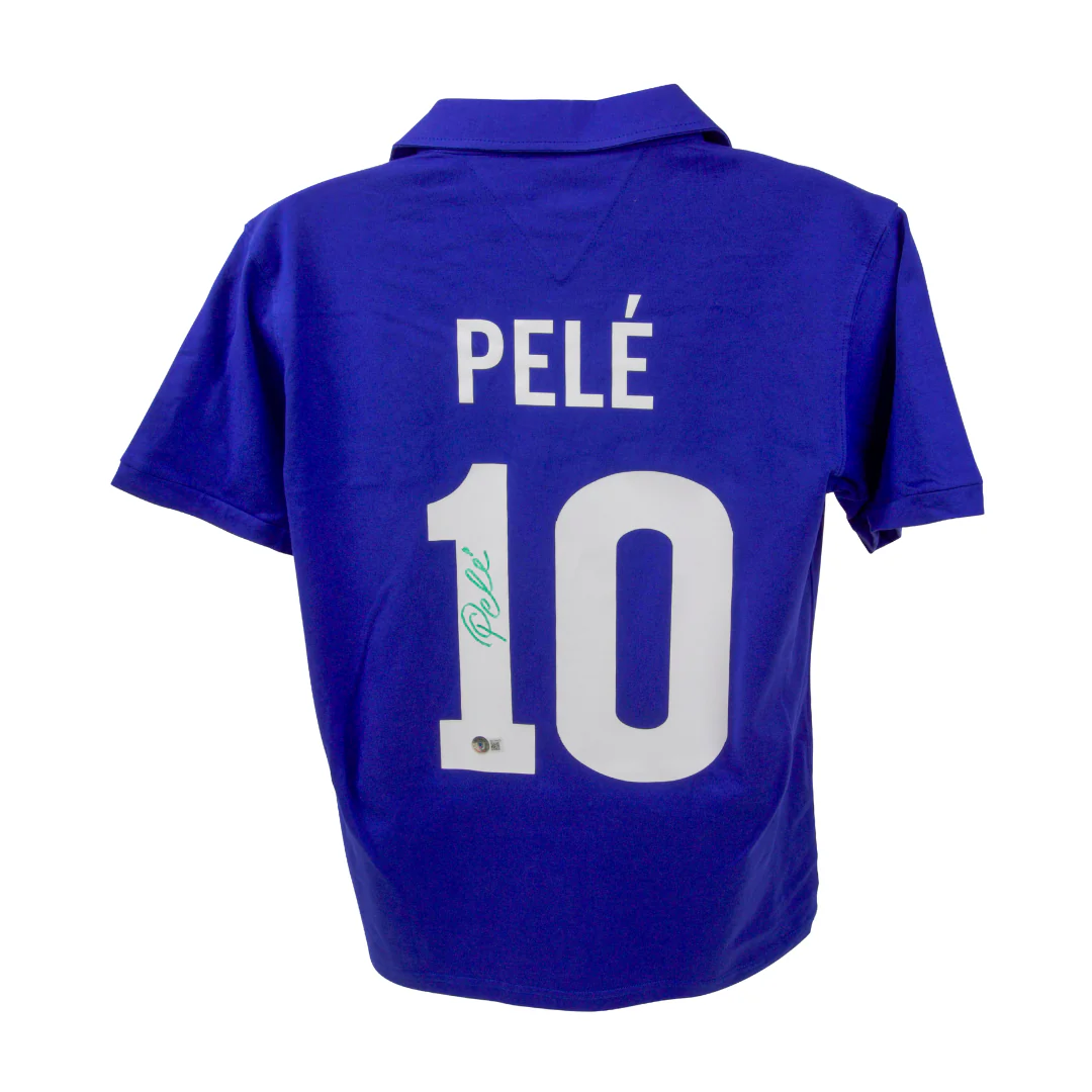 Pele Signed Vintage Brazil FC Away Soccer Jersey #10 with Beckett COA - Image 3