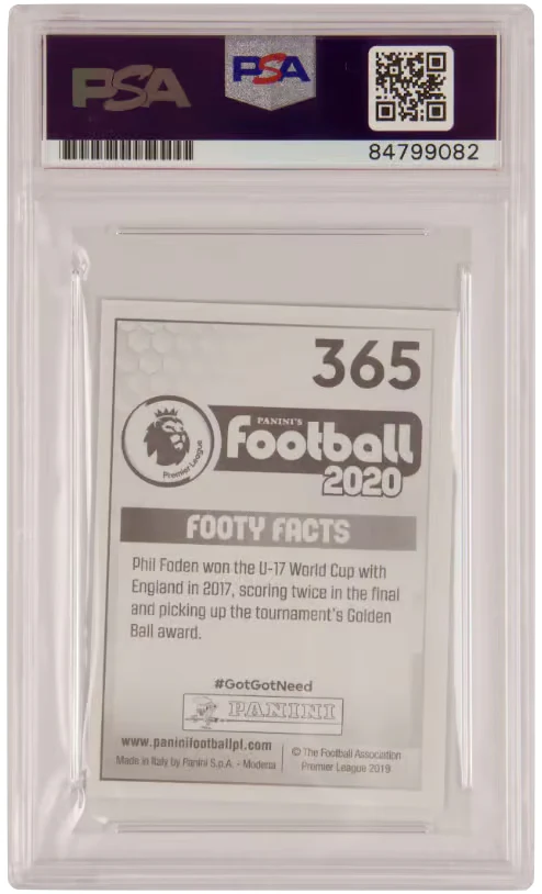 Phil Foden Signed 2020 Panini Premier League Sticker #365 – PSA Authentic - Image 2