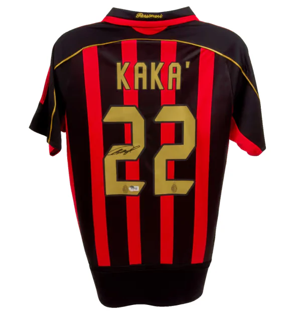 Framed Ricardo Kaka Signed AC Milan Home Soccer Jersey #22 with Beckett Witness - Image 3
