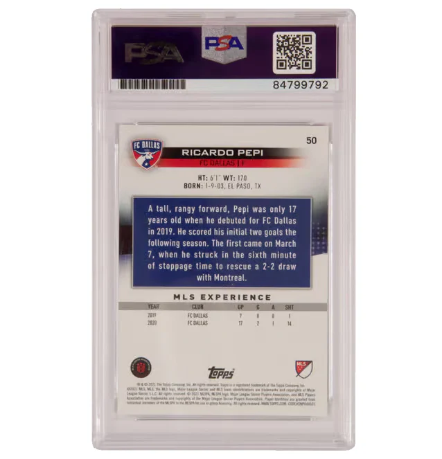 Ricardo Pepi Signed 2021 Topps MLS FC Dallas #50 – PSA Authentic - Image 2