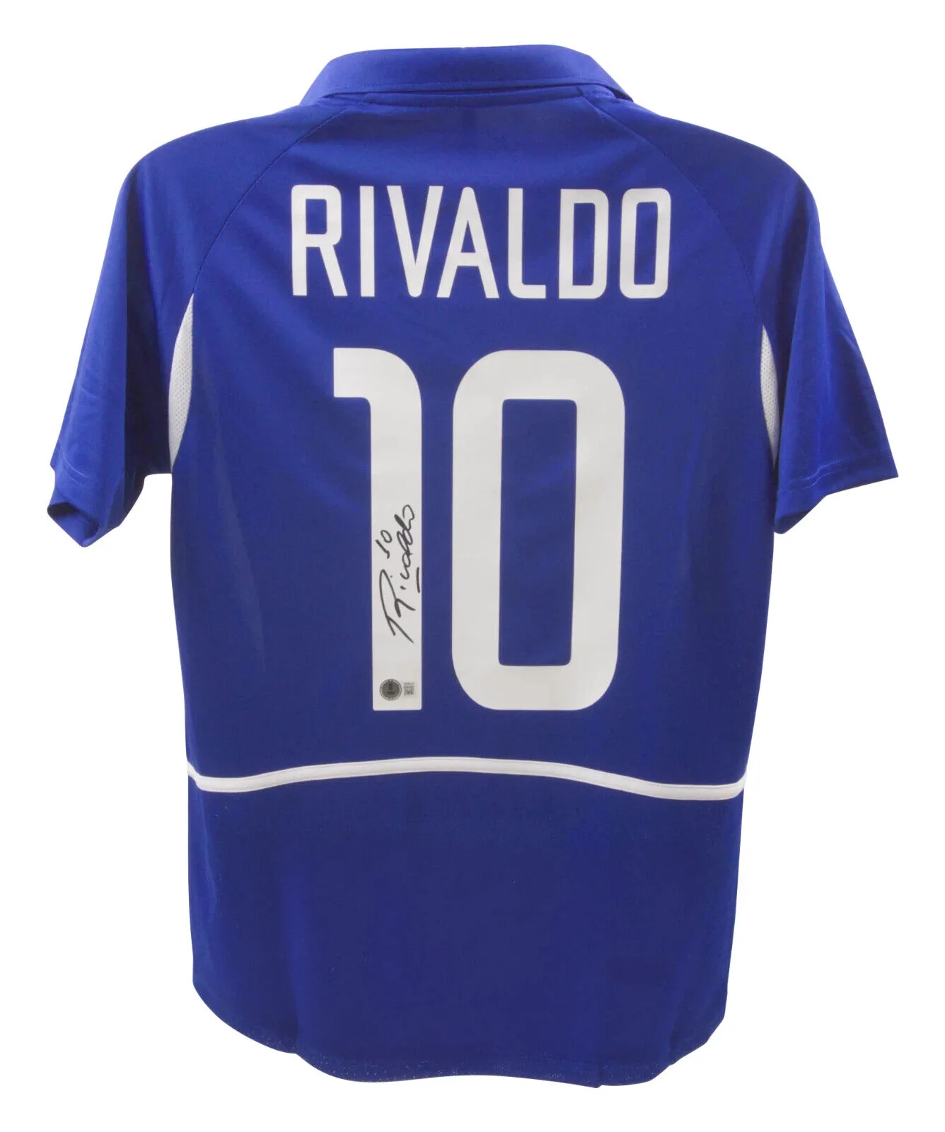 Rivaldo Signed Brazil FC Away Soccer Jersey #10 with Beckett Witness - Image 3