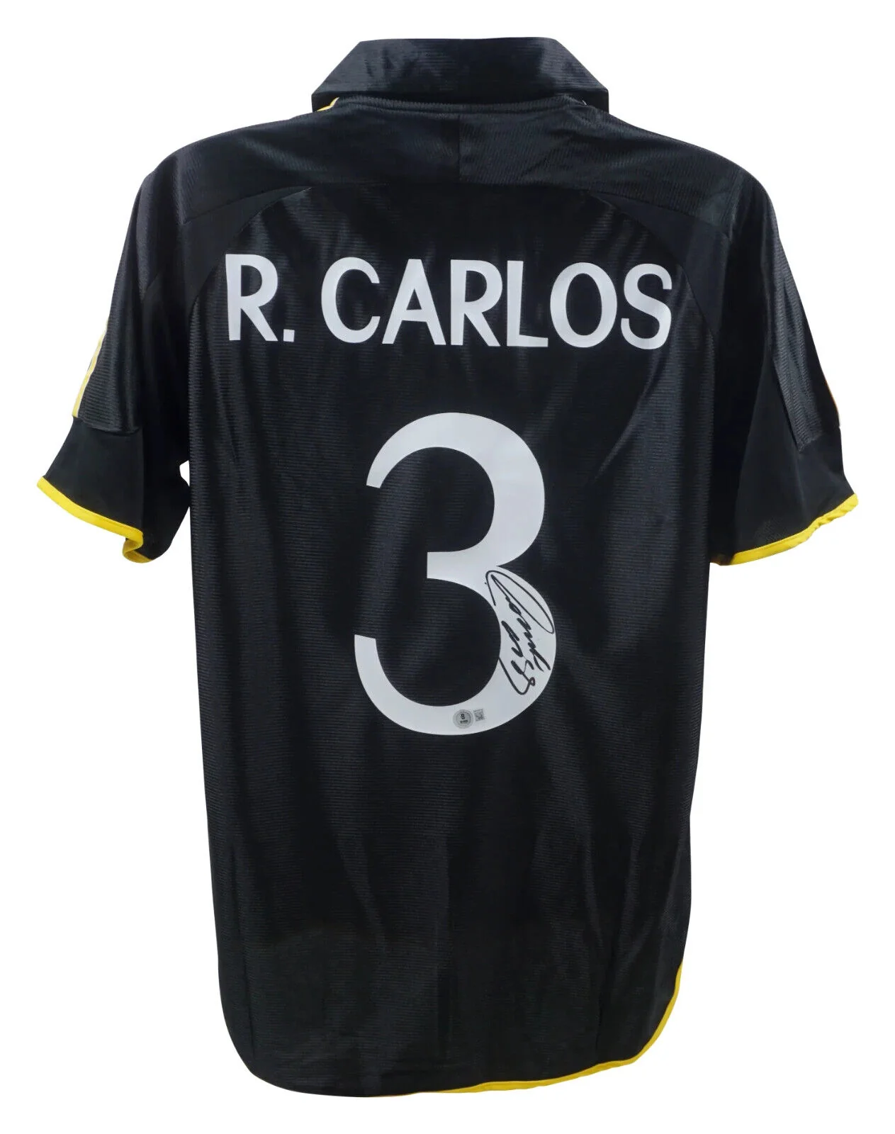 Framed Roberto Carlos Signed Real Madrid FC Away Soccer Jersey #3 with Beckett Witness - Image 3