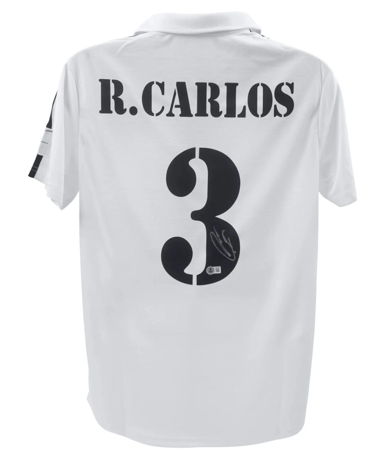 Framed Roberto Carlos Signed Real Madrid FC Home Soccer Jersey #3 with Beckett Witness - Image 3