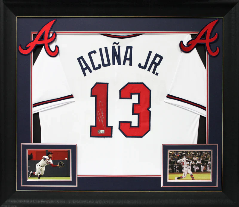 Ronald Acuna Jr Signed Atlanta Braves Framed Jersey with Beckett Witness