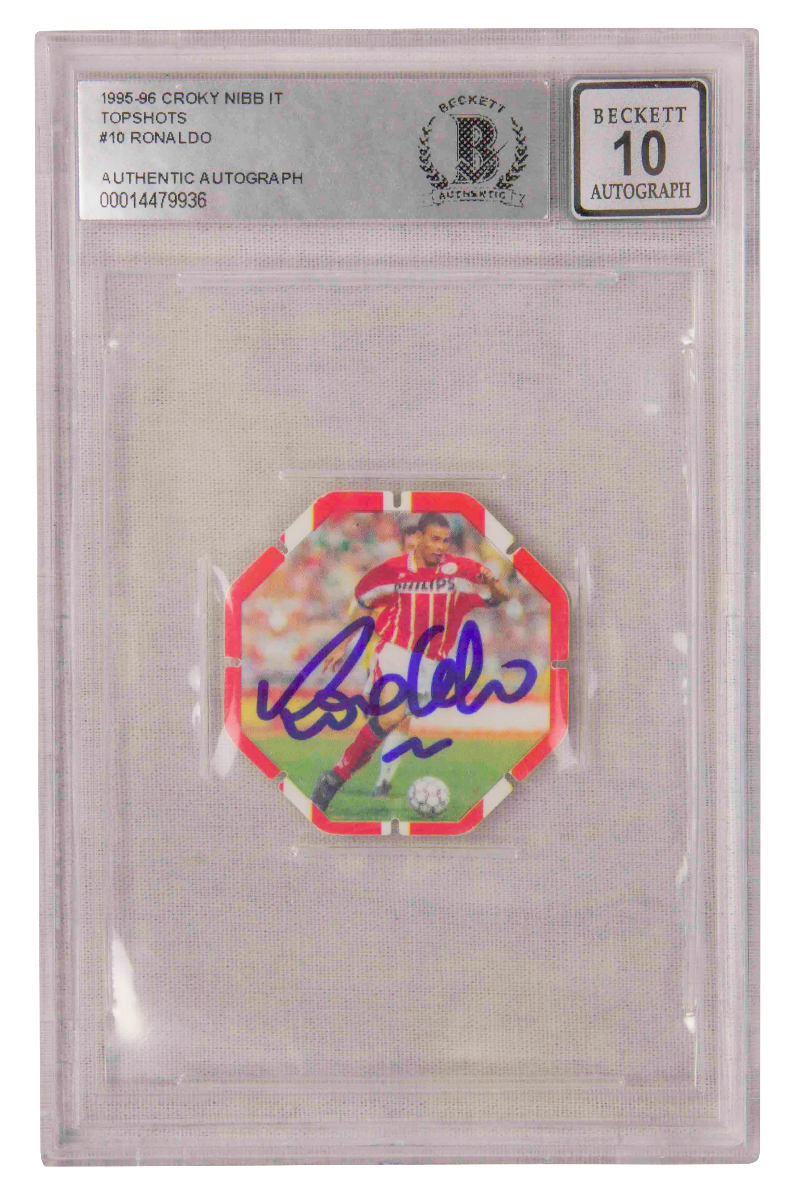 Ronaldo Nazario Signed 1995-96 Croky Nibb IT Topshots #10 – BGS 10 Autograph