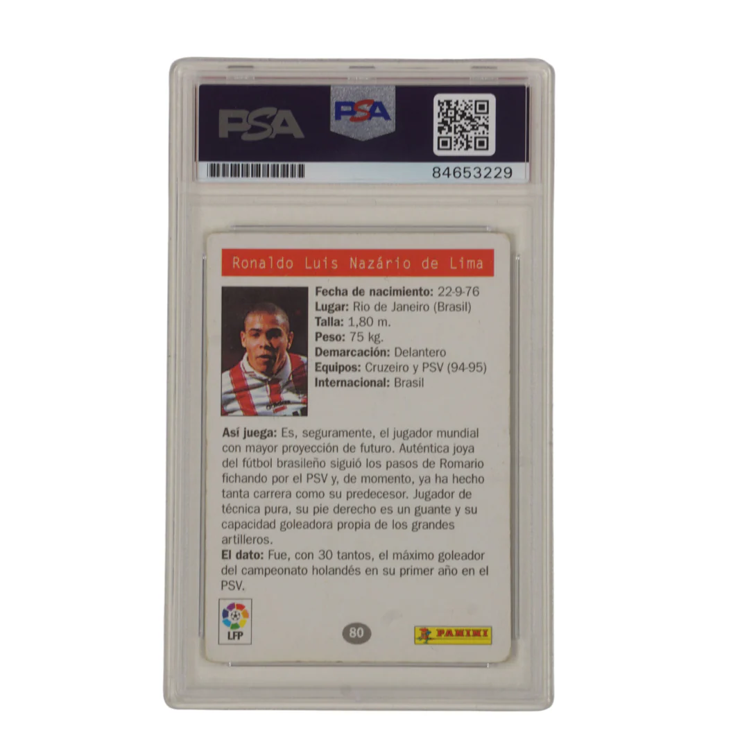 Ronaldo Nazario Signed 1996 Panini Estrellas Europeas #80 Rookie - PSA Authentic - Image 2