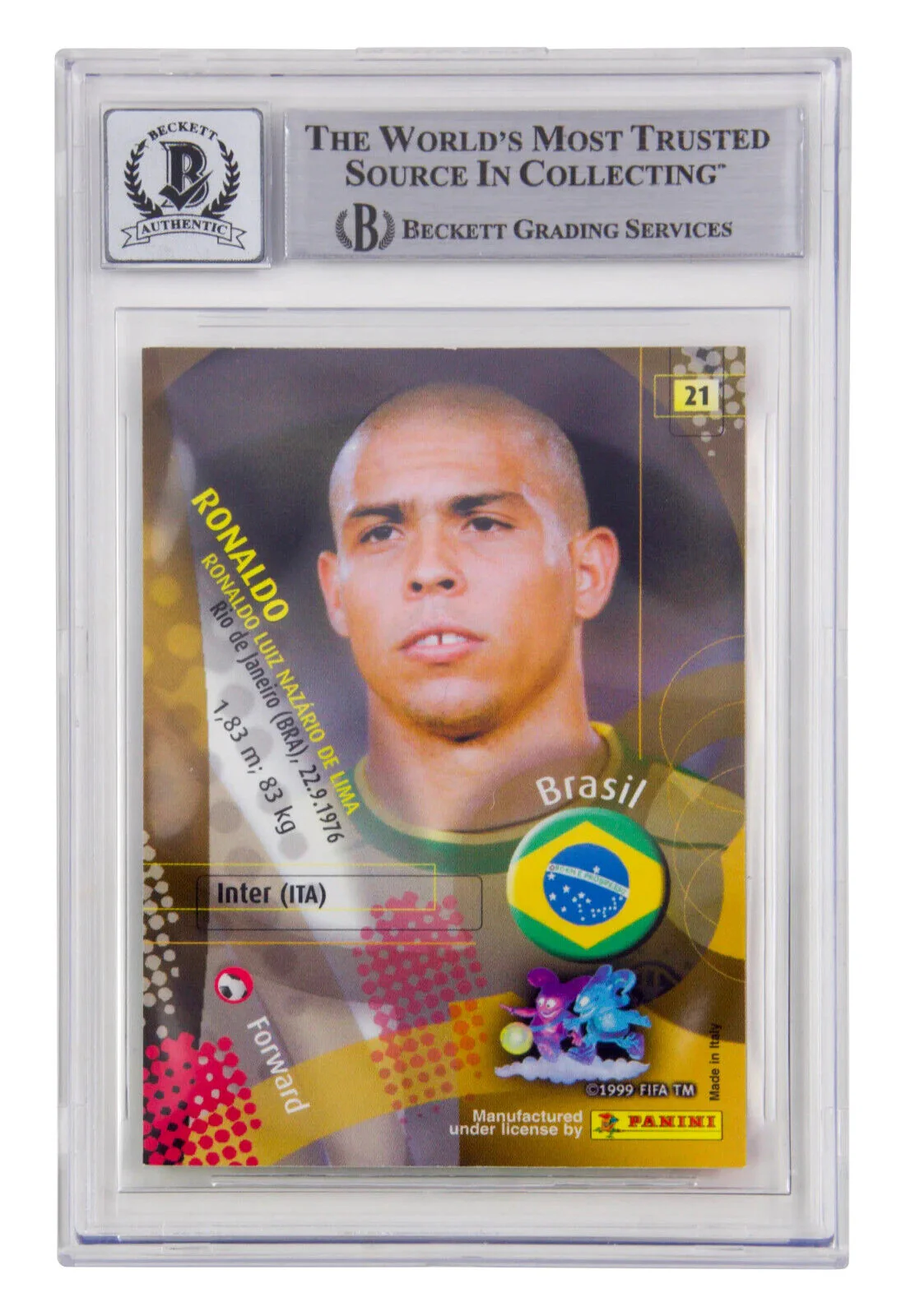 Ronaldo Nazario Signed 2002 Panini World Cup Japan #21 – BGS 10 Autograph - Image 2